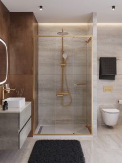 Душевая дверь CEZARES LUX-B-FS-11-120-C-BORO Брашированное золото